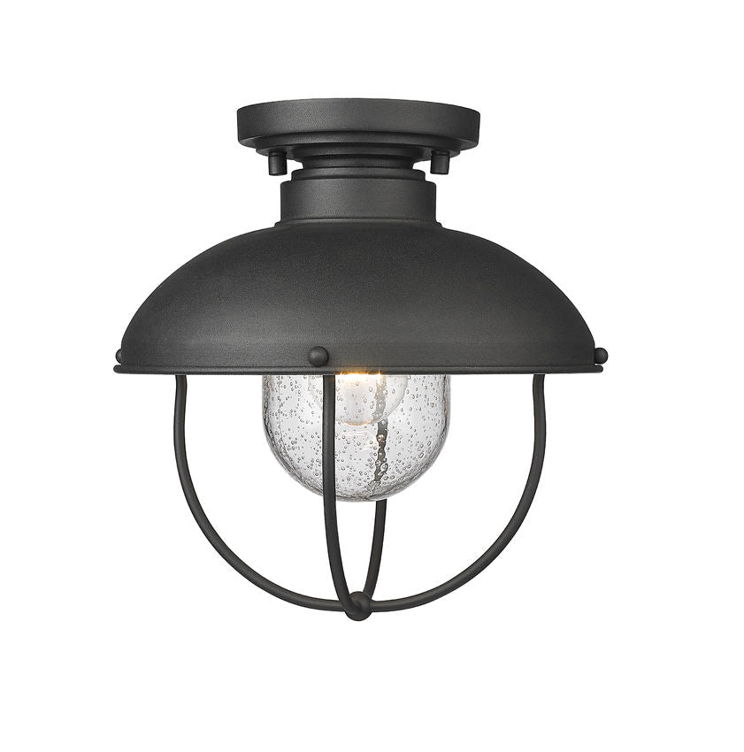 Z-Lite Ansel 11" 1-Light Black Aluminum Outdoor Flush Mount