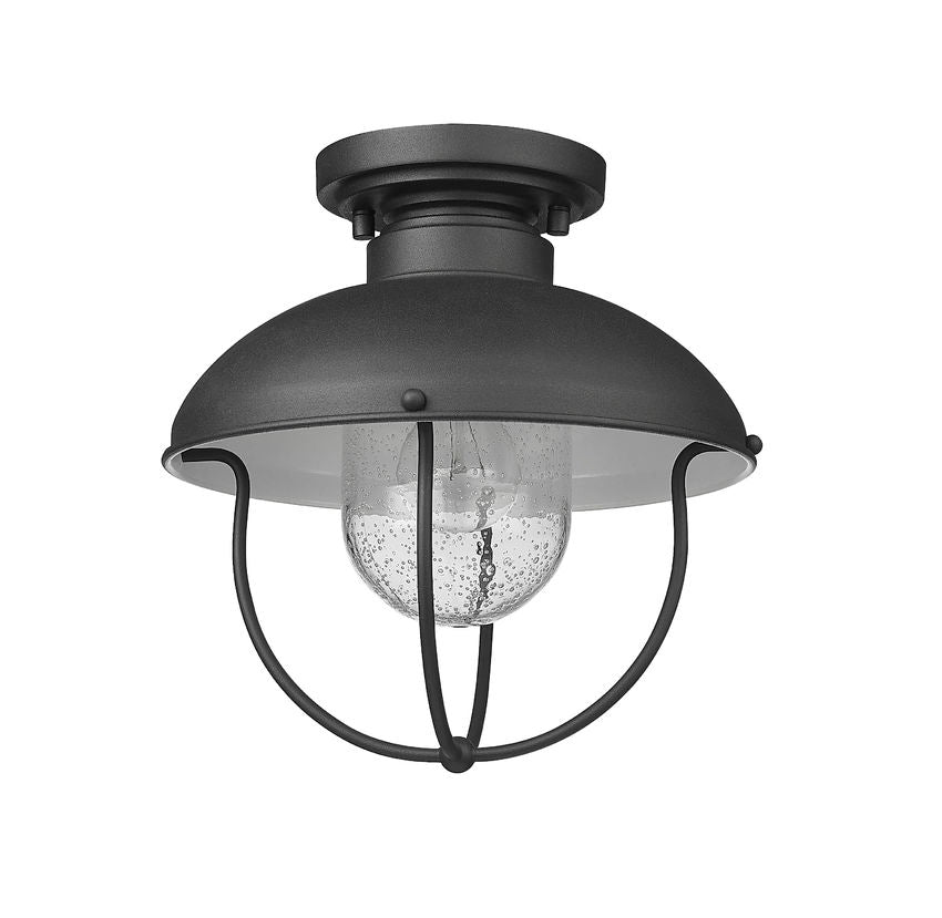 Z-Lite Ansel 11" 1-Light Black Aluminum Outdoor Flush Mount