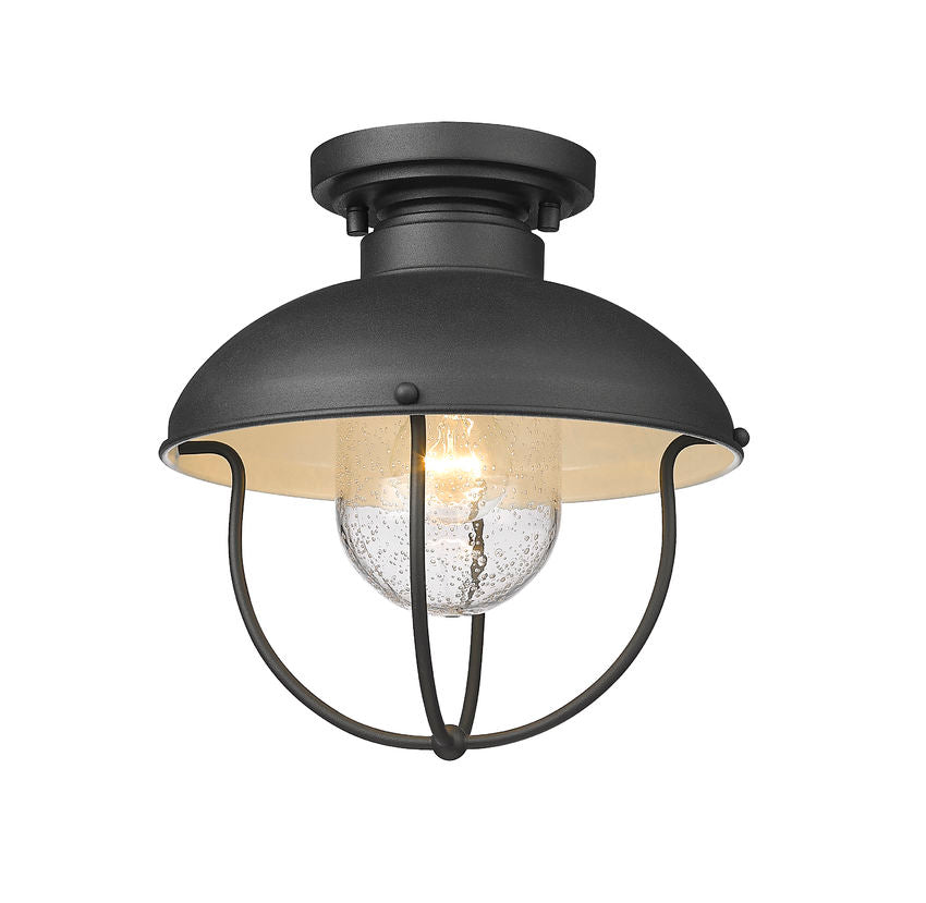 Z-Lite Ansel 11" 1-Light Black Aluminum Outdoor Flush Mount
