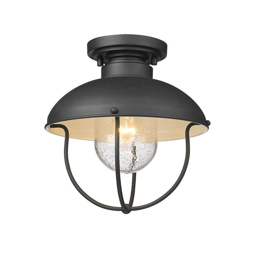 Z-Lite Ansel 11" 1-Light Black Aluminum Outdoor Flush Mount