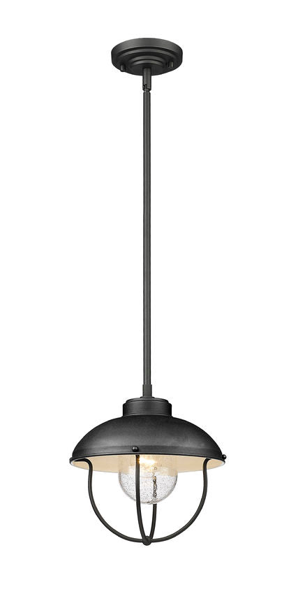 Z-Lite Ansel 11" 1-Light Black Aluminum Outdoor Pendant Light