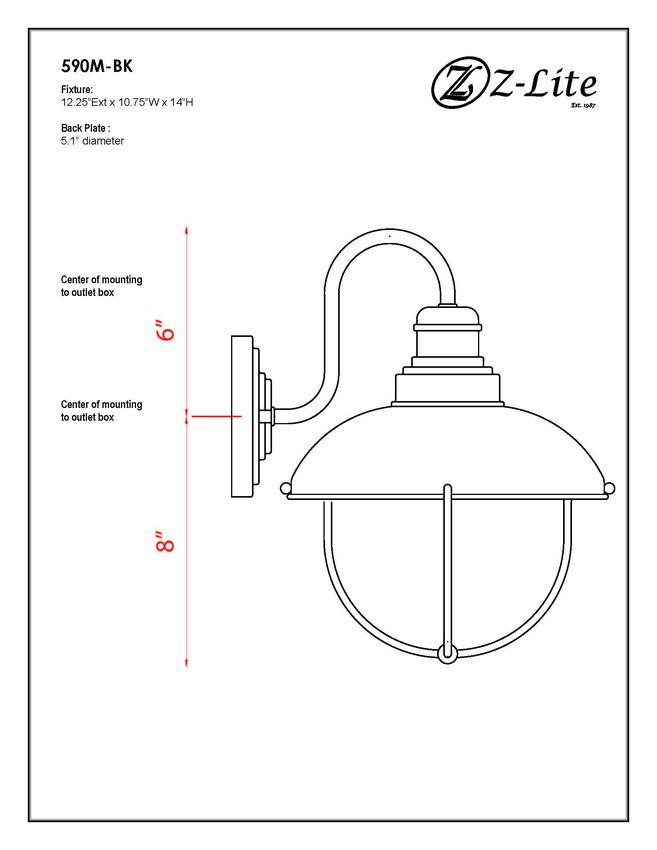 Z-Lite Ansel 11" 1-Light Black Aluminum Outdoor Wall Sconce