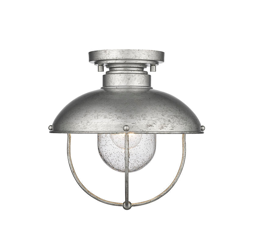 Z-Lite Ansel 11" 1-Light Galvanized Aluminum Outdoor Flush Mount