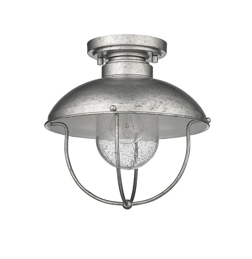 Z-Lite Ansel 11" 1-Light Galvanized Aluminum Outdoor Flush Mount