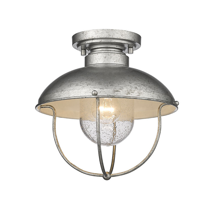 Z-Lite Ansel 11" 1-Light Galvanized Aluminum Outdoor Flush Mount