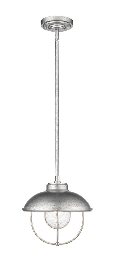Z-Lite Ansel 11" 1-Light Galvanized Aluminum Outdoor Pendant Light
