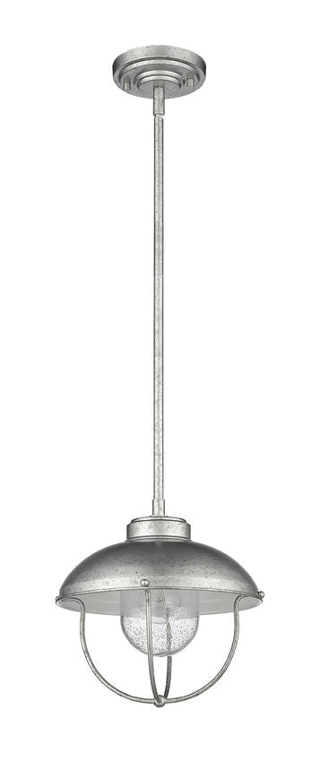 Z-Lite Ansel 11" 1-Light Galvanized Aluminum Outdoor Pendant Light