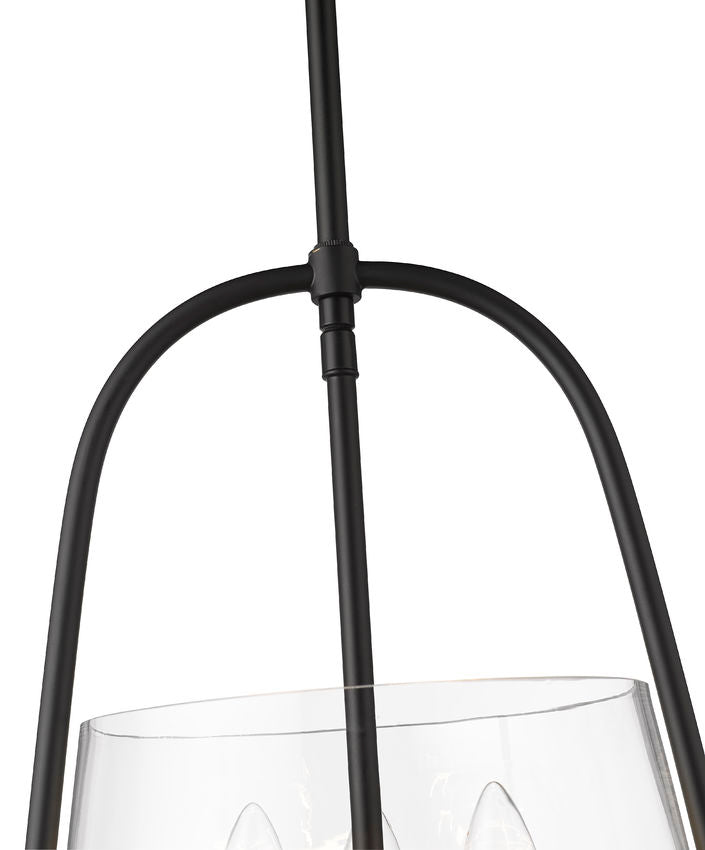Z-Lite Archis 12" 3-Light Matte Black Steel and Clear Glass Shade Pendant Light