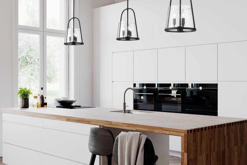 Z-Lite Archis 12" 3-Light Matte Black Steel and Clear Glass Shade Pendant Light