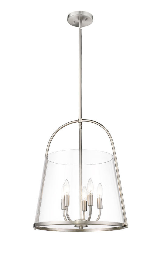 Z-Lite Archis 18" 5-Light Brushed Nickel Steel and Clear Glass Shade Pendant Light