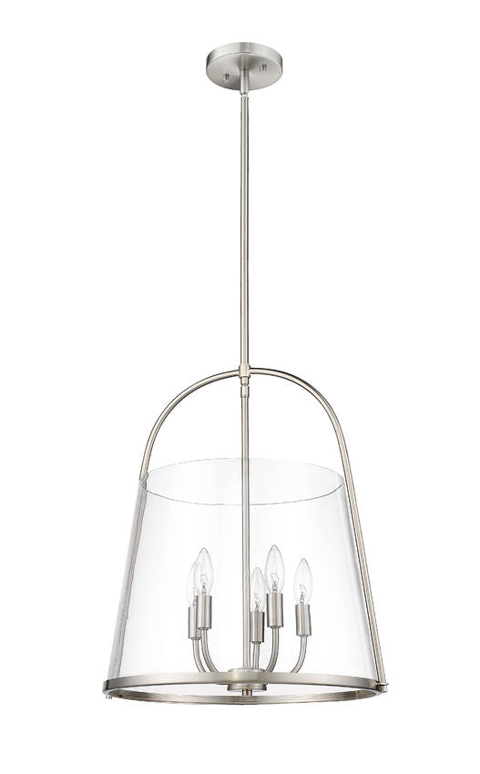 Z-Lite Archis 18" 5-Light Brushed Nickel Steel and Clear Glass Shade Pendant Light