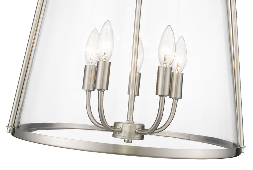 Z-Lite Archis 18" 5-Light Brushed Nickel Steel and Clear Glass Shade Pendant Light