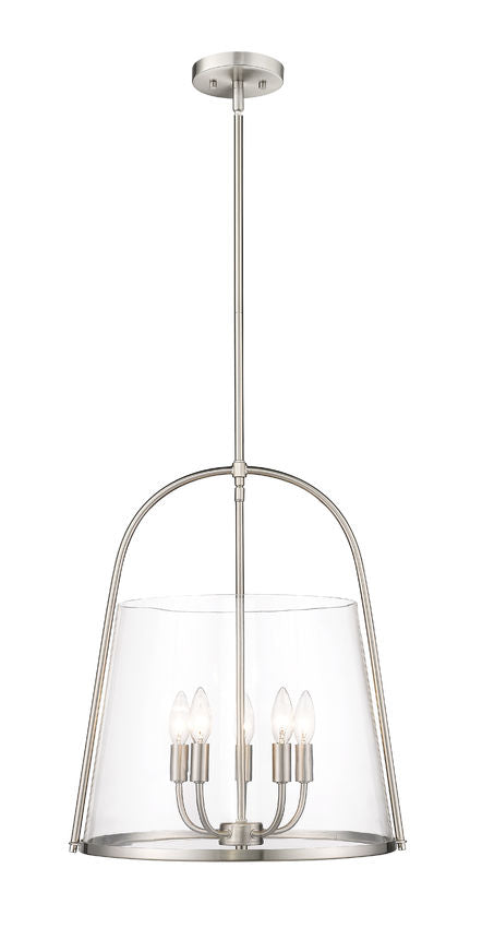 Z-Lite Archis 18" 5-Light Brushed Nickel Steel and Clear Glass Shade Pendant Light