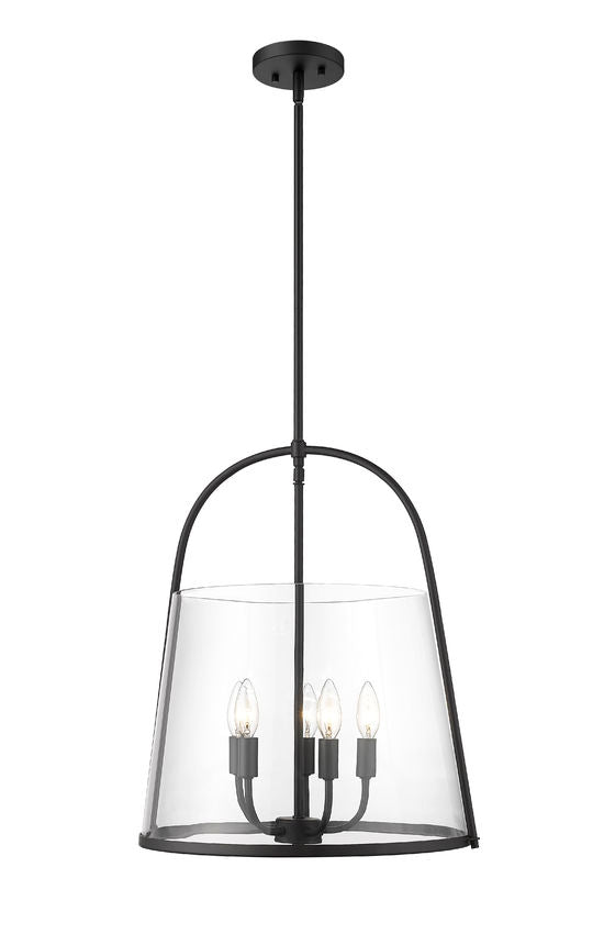 Z-Lite Archis 18" 5-Light Matte Black Steel and Clear Glass Shade Pendant Light