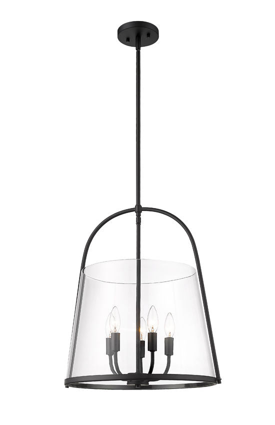 Z-Lite Archis 18" 5-Light Matte Black Steel and Clear Glass Shade Pendant Light
