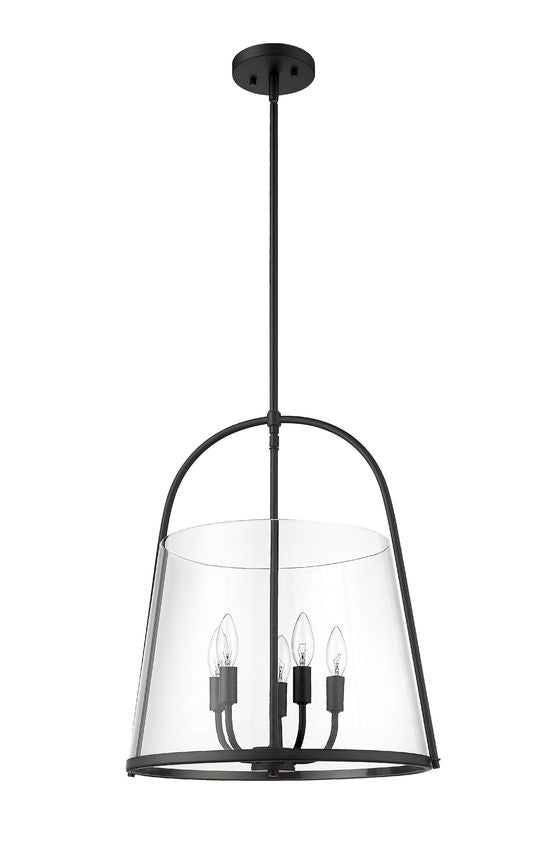 Z-Lite Archis 18" 5-Light Matte Black Steel and Clear Glass Shade Pendant Light