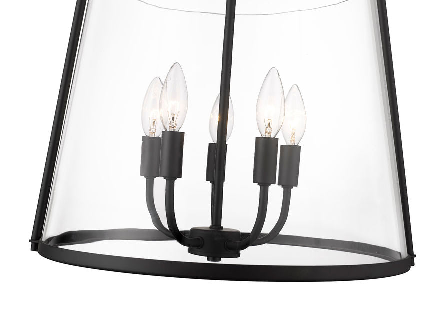 Z-Lite Archis 18" 5-Light Matte Black Steel and Clear Glass Shade Pendant Light