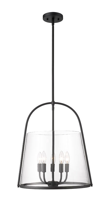 Z-Lite Archis 18" 5-Light Matte Black Steel and Clear Glass Shade Pendant Light
