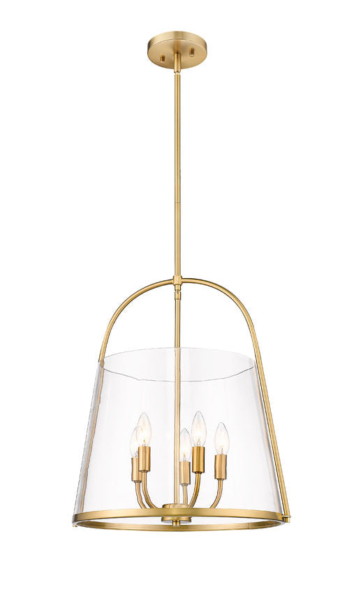 Z-Lite Archis 18" 5-Light Modern Gold Steel and Clear Glass Shade Pendant Light