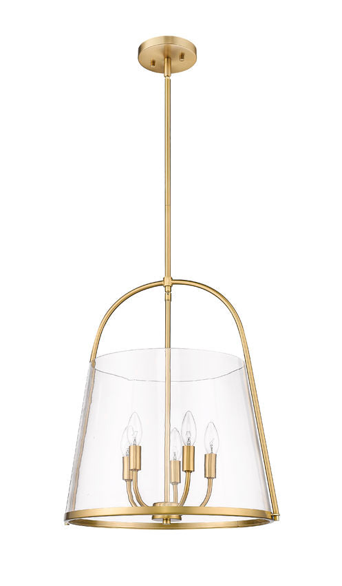 Z-Lite Archis 18" 5-Light Modern Gold Steel and Clear Glass Shade Pendant Light