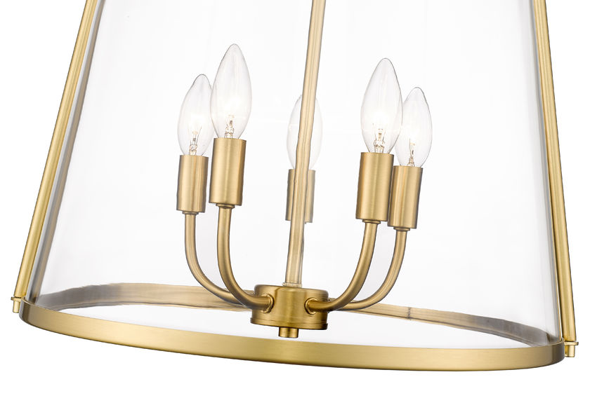 Z-Lite Archis 18" 5-Light Modern Gold Steel and Clear Glass Shade Pendant Light