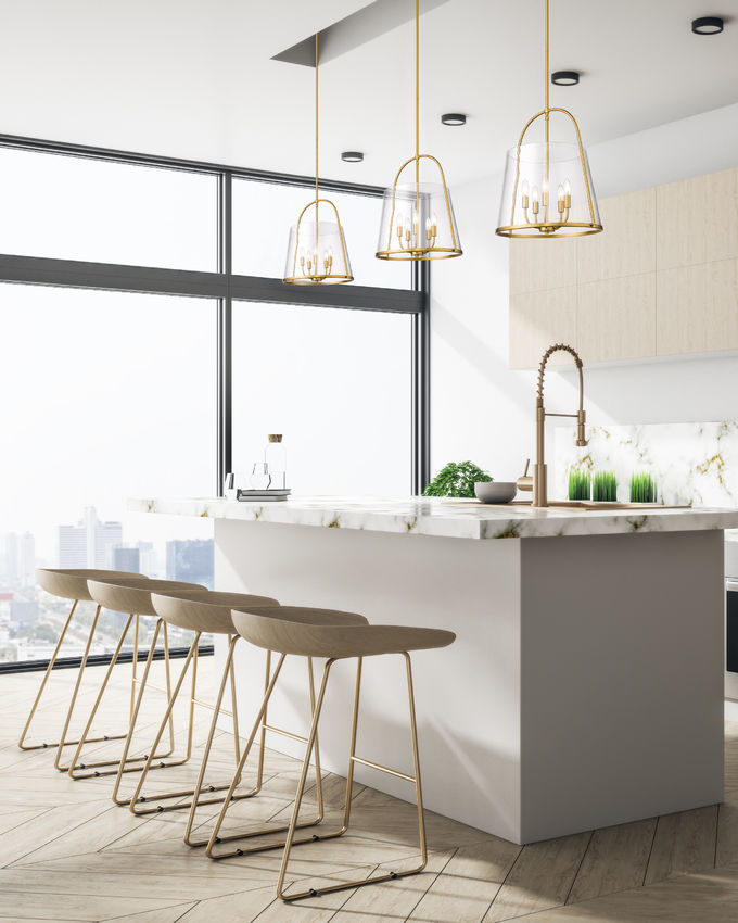 Z-Lite Archis 18" 5-Light Modern Gold Steel and Clear Glass Shade Pendant Light