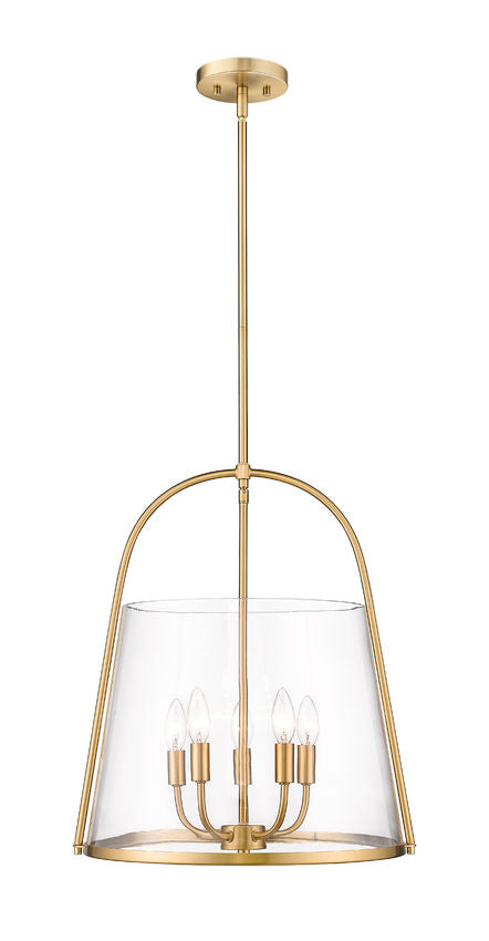 Z-Lite Archis 18" 5-Light Modern Gold Steel and Clear Glass Shade Pendant Light
