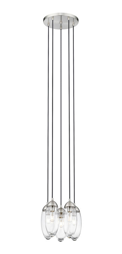 Z-Lite Arden 12" 5-Light Brushed Nickel Steel Clear Glass Shade Chandelier