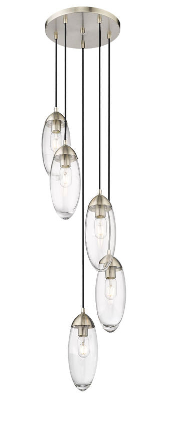Z-Lite Arden 12" 5-Light Brushed Nickel Steel Clear Glass Shade Chandelier