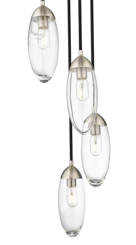 Z-Lite Arden 12" 5-Light Brushed Nickel Steel Clear Glass Shade Chandelier