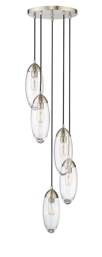 Z-Lite Arden 12" 5-Light Brushed Nickel Steel Clear Glass Shade Chandelier