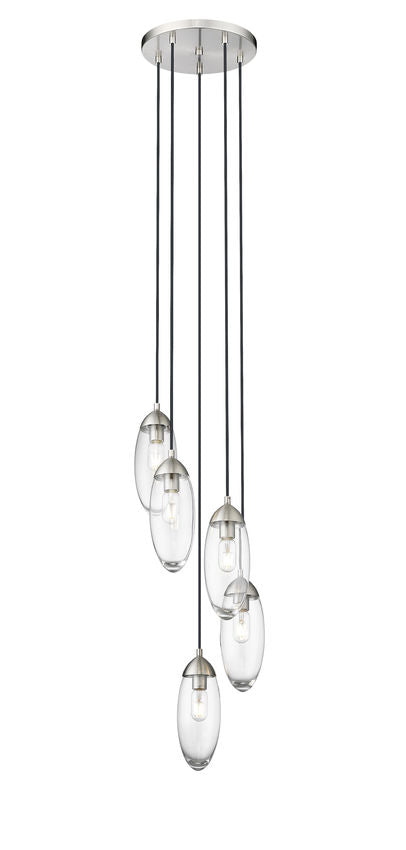 Z-Lite Arden 12" 5-Light Brushed Nickel Steel Clear Glass Shade Chandelier