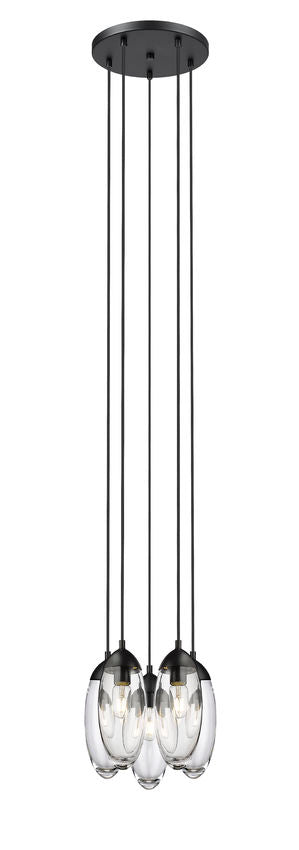 Z-Lite Arden 12" 5-Light Matte Black Steel Clear Glass Shade Chandelier
