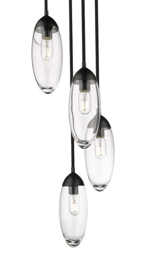 Z-Lite Arden 12" 5-Light Matte Black Steel Clear Glass Shade Chandelier