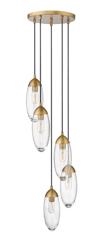 Z-Lite Arden 12" 5-Light Rubbed Brass Steel Clear Glass Shade Chandelier