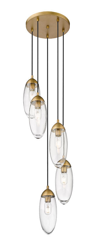 Z-Lite Arden 12" 5-Light Rubbed Brass Steel Clear Glass Shade Chandelier
