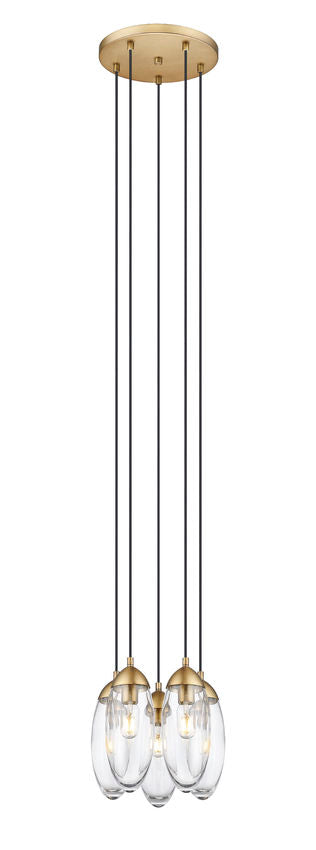 Z-Lite Arden 12" 5-Light Rubbed Brass Steel Clear Glass Shade Chandelier
