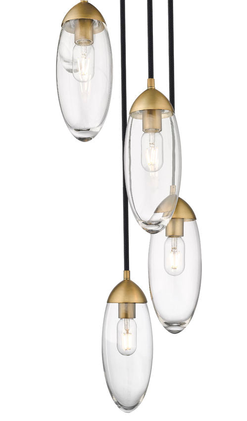 Z-Lite Arden 12" 5-Light Rubbed Brass Steel Clear Glass Shade Chandelier