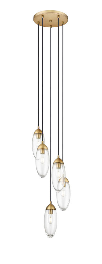 Z-Lite Arden 12" 5-Light Rubbed Brass Steel Clear Glass Shade Chandelier