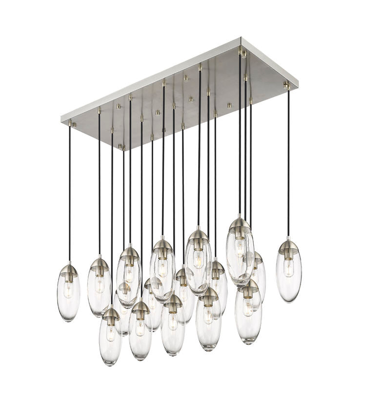 Z-Lite Arden 18" 17-Light Brushed Nickel Clear Glass Shade Linear Chandelier