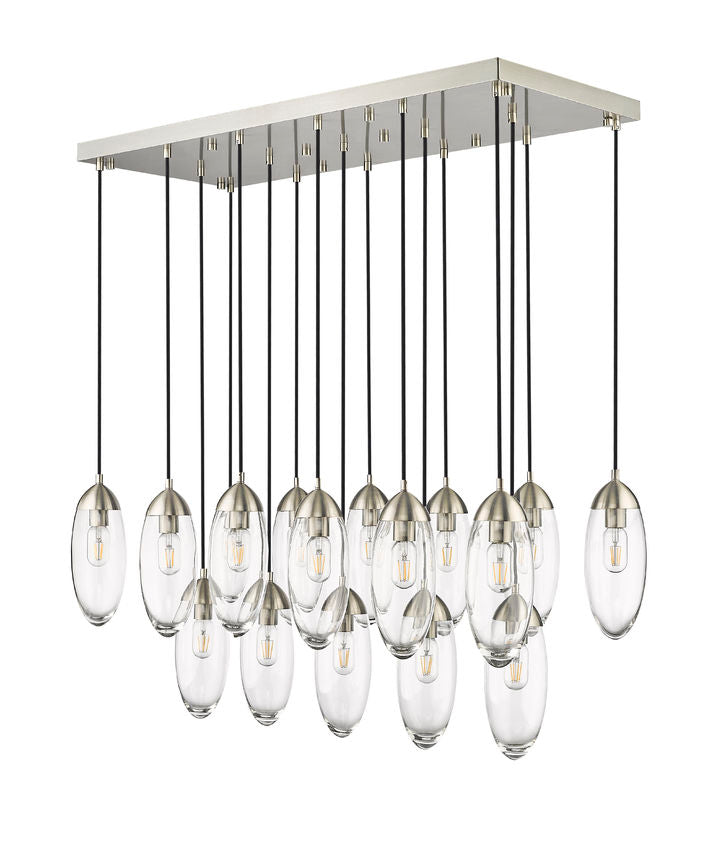 Z-Lite Arden 18" 17-Light Brushed Nickel Clear Glass Shade Linear Chandelier