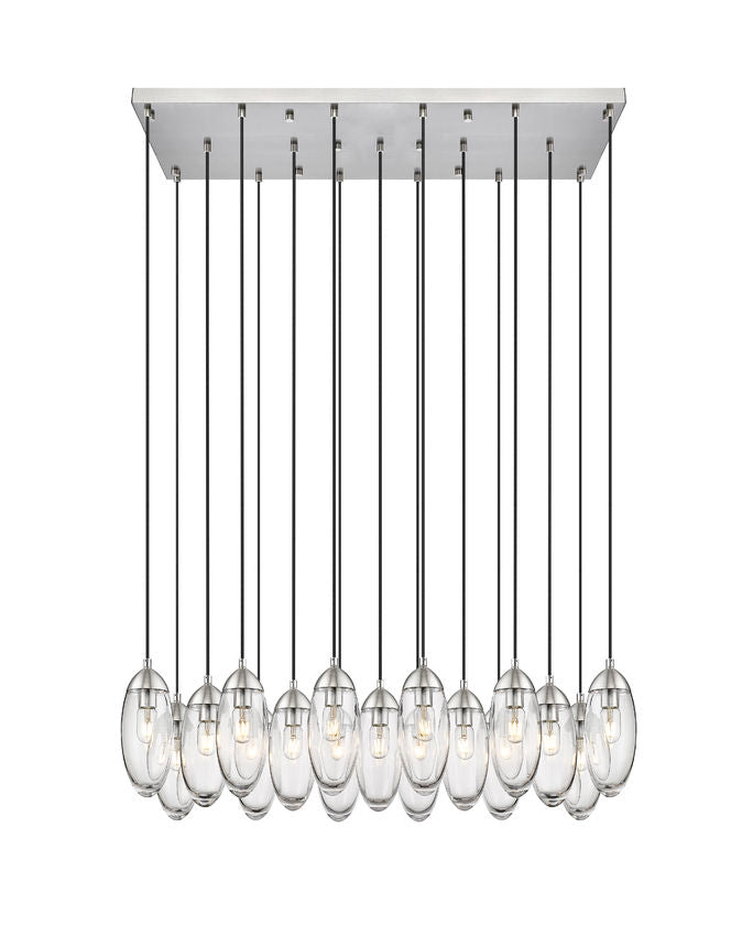 Z-Lite Arden 18" 17-Light Brushed Nickel Clear Glass Shade Linear Chandelier