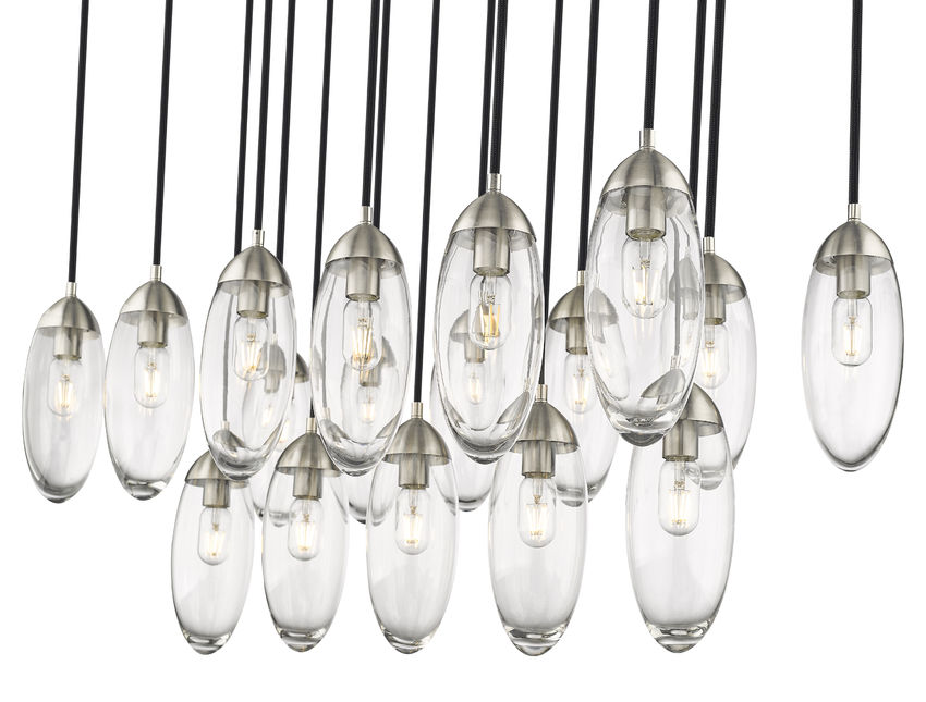 Z-Lite Arden 18" 17-Light Brushed Nickel Clear Glass Shade Linear Chandelier