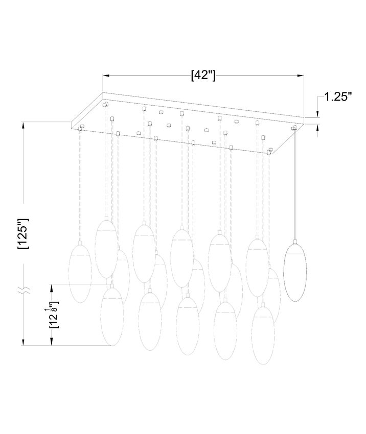 Z-Lite Arden 18" 17-Light Brushed Nickel Clear Glass Shade Linear Chandelier