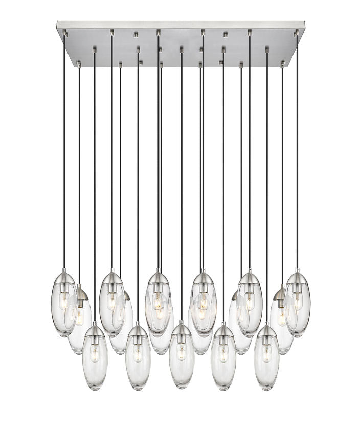 Z-Lite Arden 18" 17-Light Brushed Nickel Clear Glass Shade Linear Chandelier