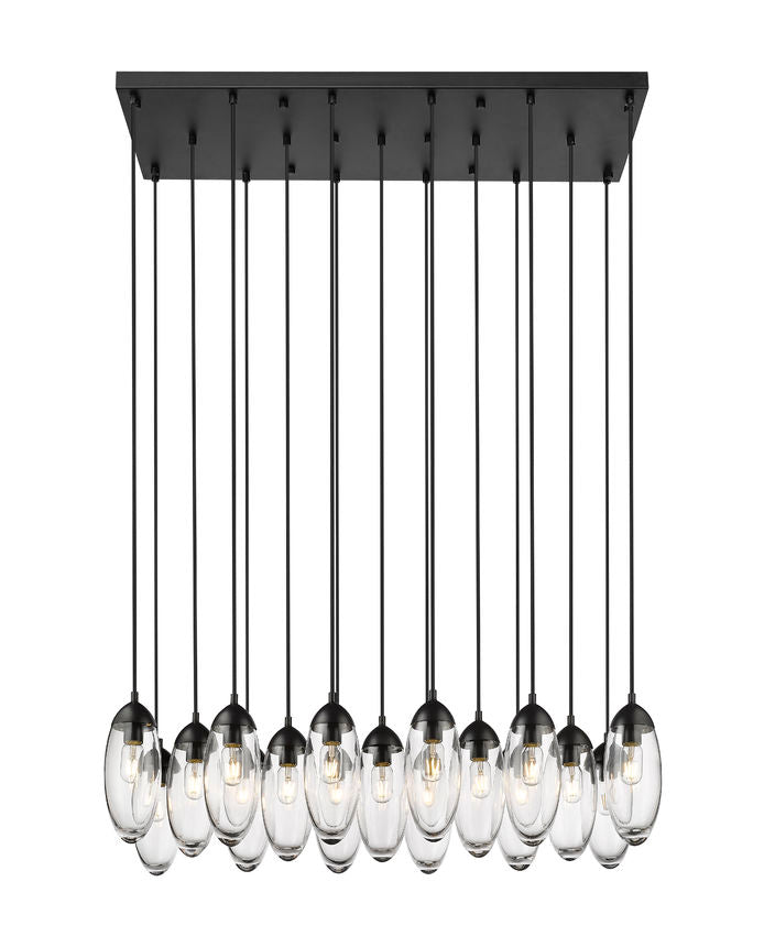Z-Lite Arden 18" 17-Light Matte Black Clear Glass Shade Linear Chandelier