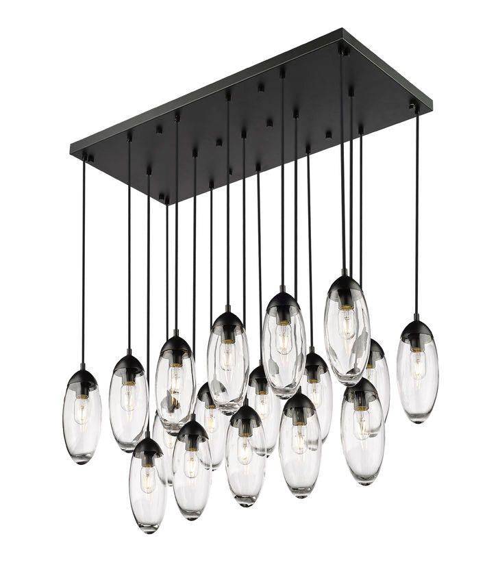 Z-Lite Arden 18" 17-Light Matte Black Clear Glass Shade Linear Chandelier