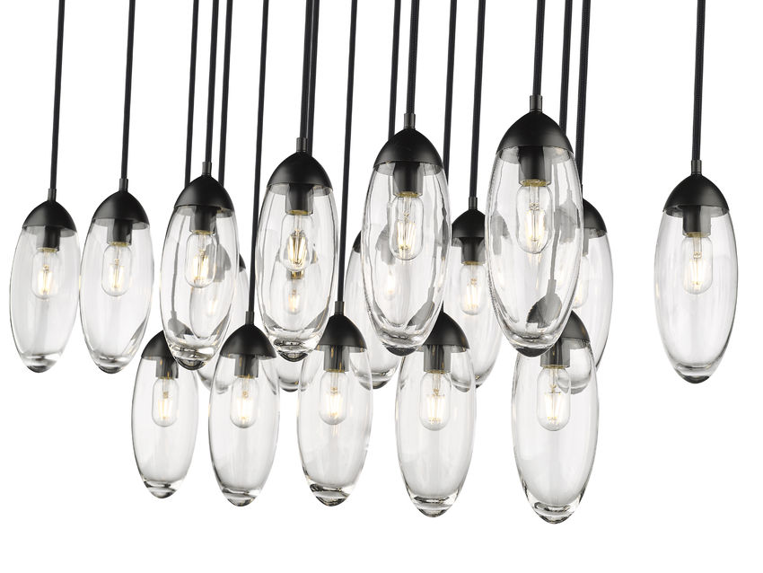 Z-Lite Arden 18" 17-Light Matte Black Clear Glass Shade Linear Chandelier