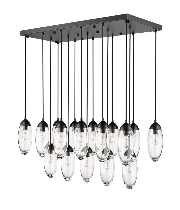 Z-Lite Arden 18" 17-Light Matte Black Clear Glass Shade Linear Chandelier