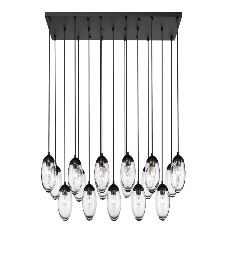 Z-Lite Arden 18" 17-Light Matte Black Clear Glass Shade Linear Chandelier